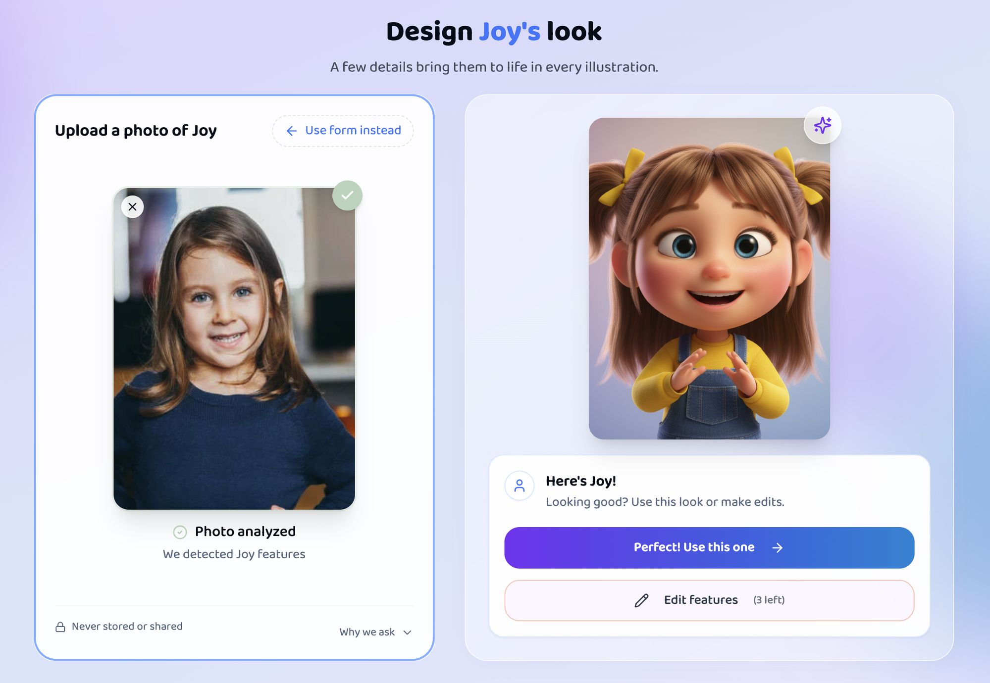 Nookly: photo becomes an illustrated character