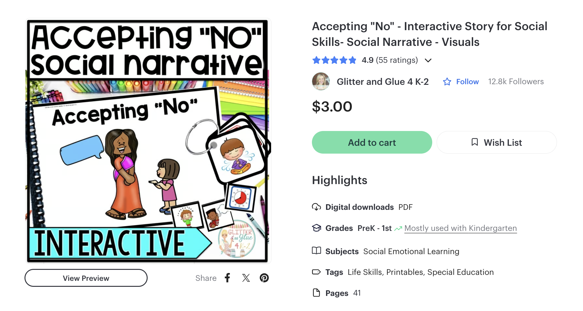 TPT: $3 static PDF, clip art